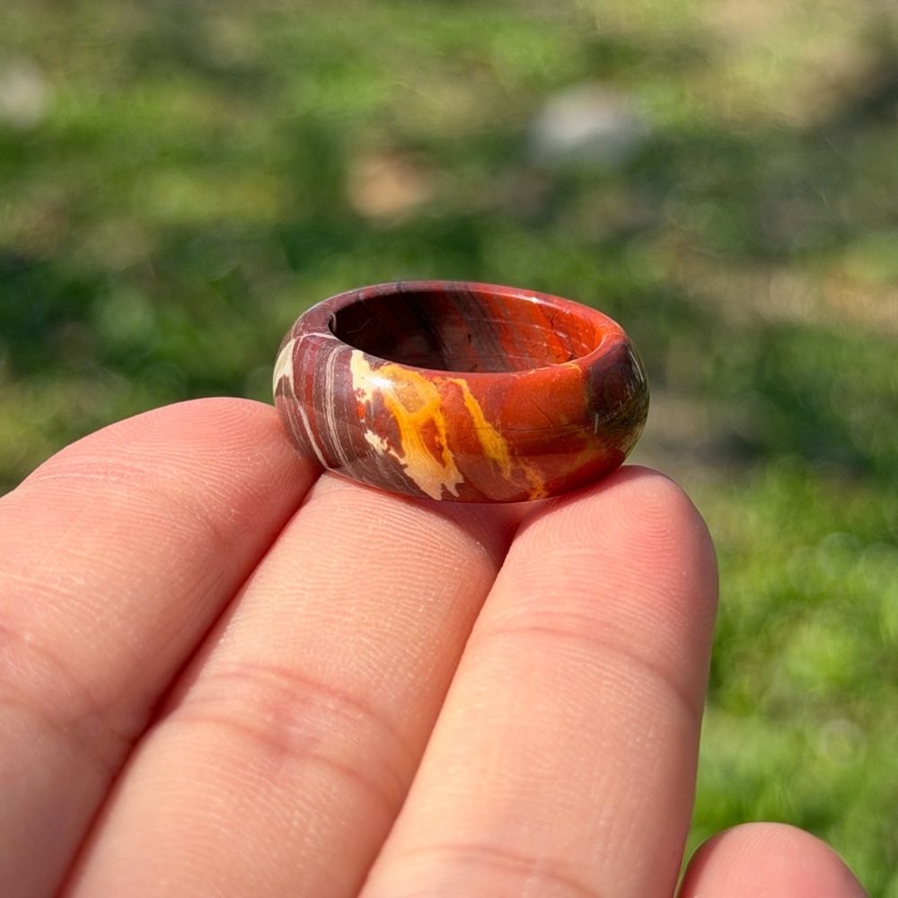 Size 7.25 red jasper ring 1454